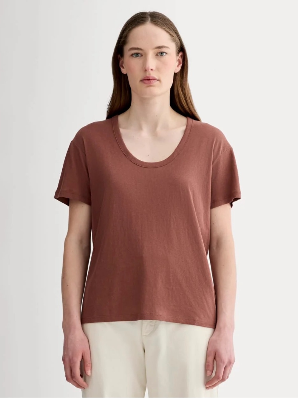 Everlane The Air Scoop-Neck Tee Cedarwood Size L NWOT